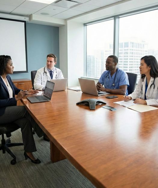 Learner smiling with headphones